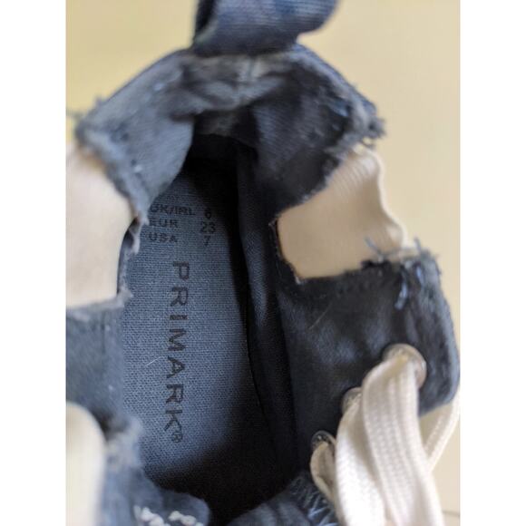 Primark Blue Chambray Canvas Hightops Size 7 Lace Up Sneakers Shoes - Picture 9 of 9